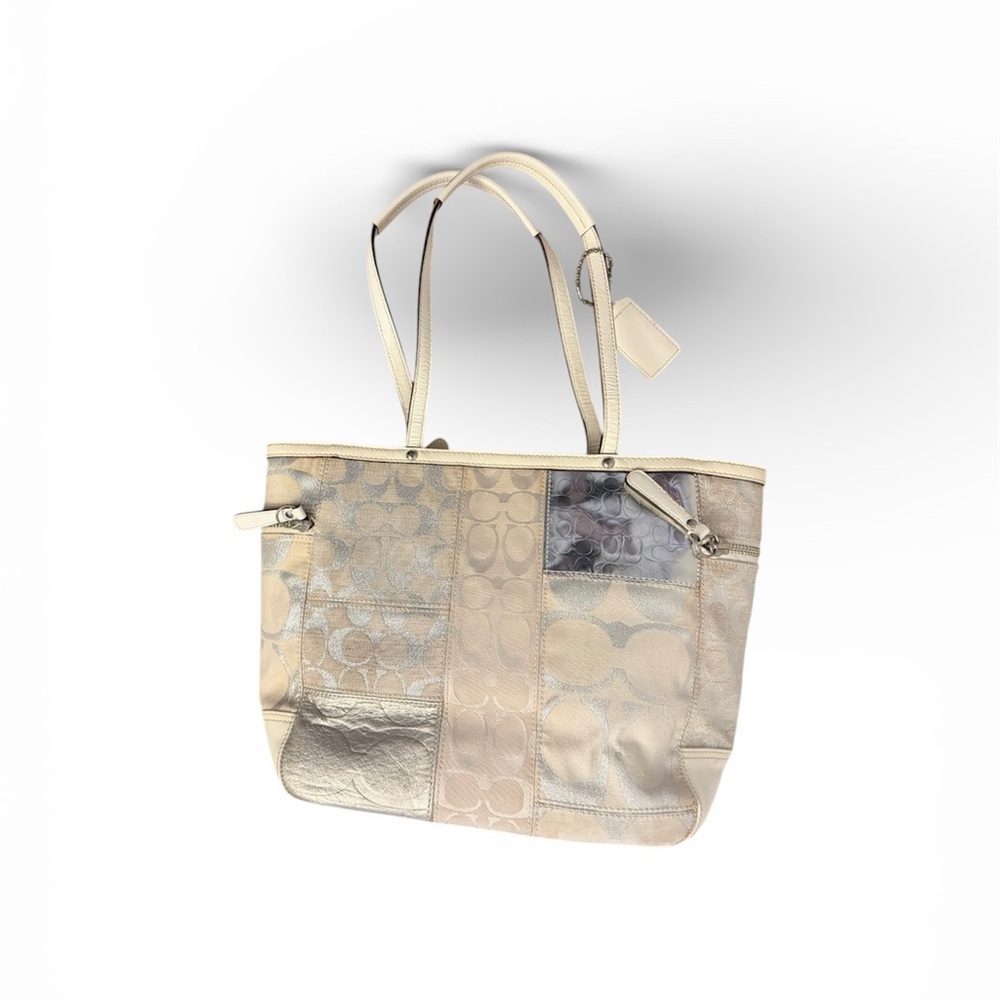 Coach Patchwork White and Silver Rare Tote bag - Picture 2 of 15